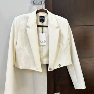Zara cropped tuxedo blazer